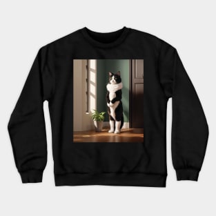 Intriguing portrait of Mon Chat standing in light and dark Crewneck Sweatshirt